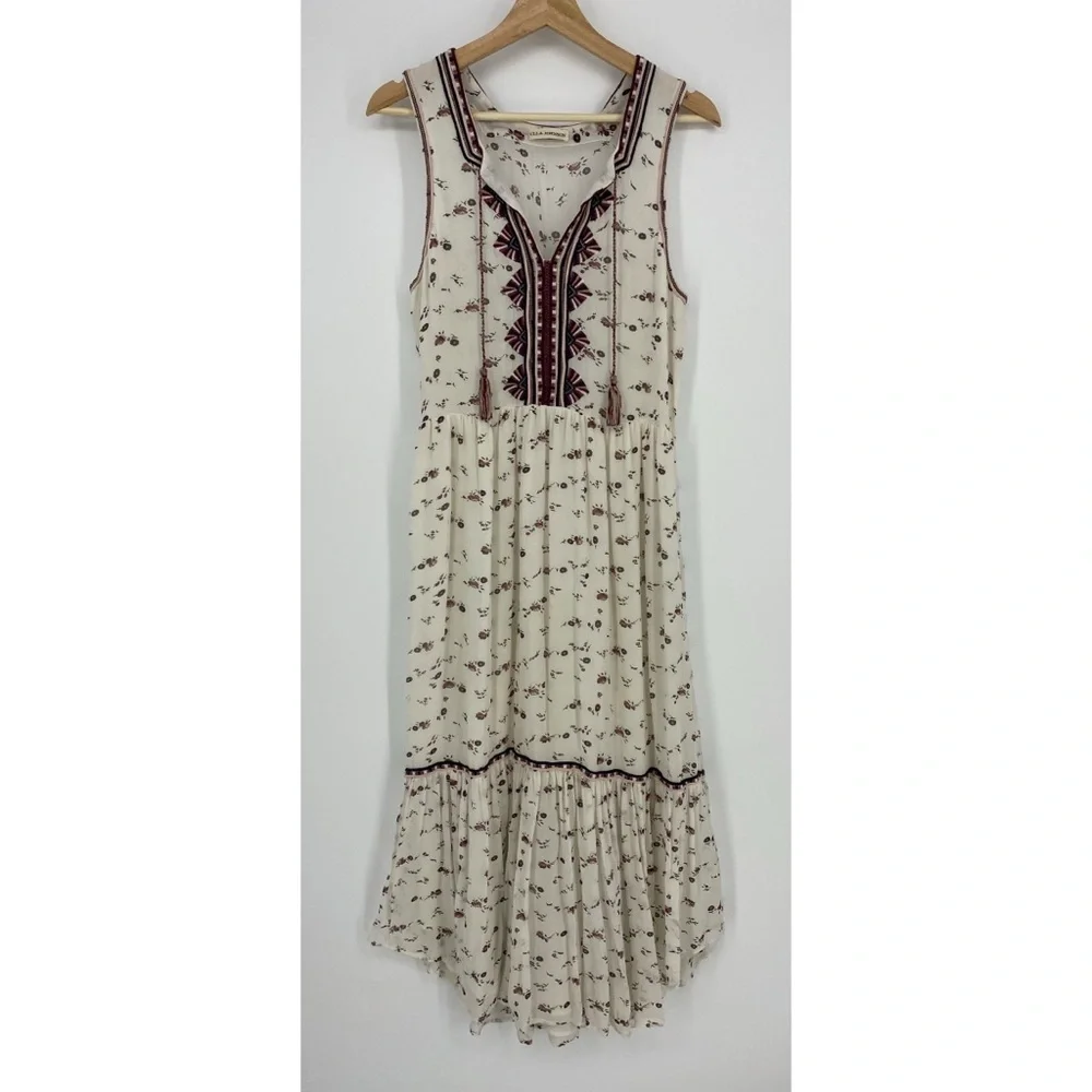 Ulla Johnson Embroidered Chiffon Silk Leena Floral Print Midi Dress - Picture 2 of 13